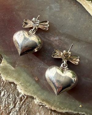 Sterling Puffy Heart Earrings