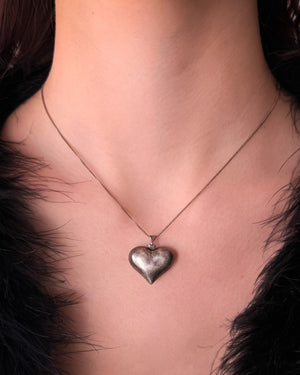 Small Sterling Puffy Heart Necklace