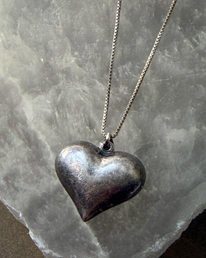 Small Sterling Puffy Heart Necklace