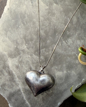 Small Sterling Puffy Heart Necklace