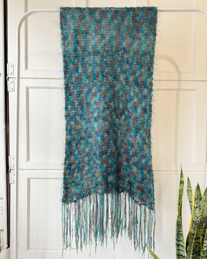 Teal Crochet Mohair Lurex Scarf