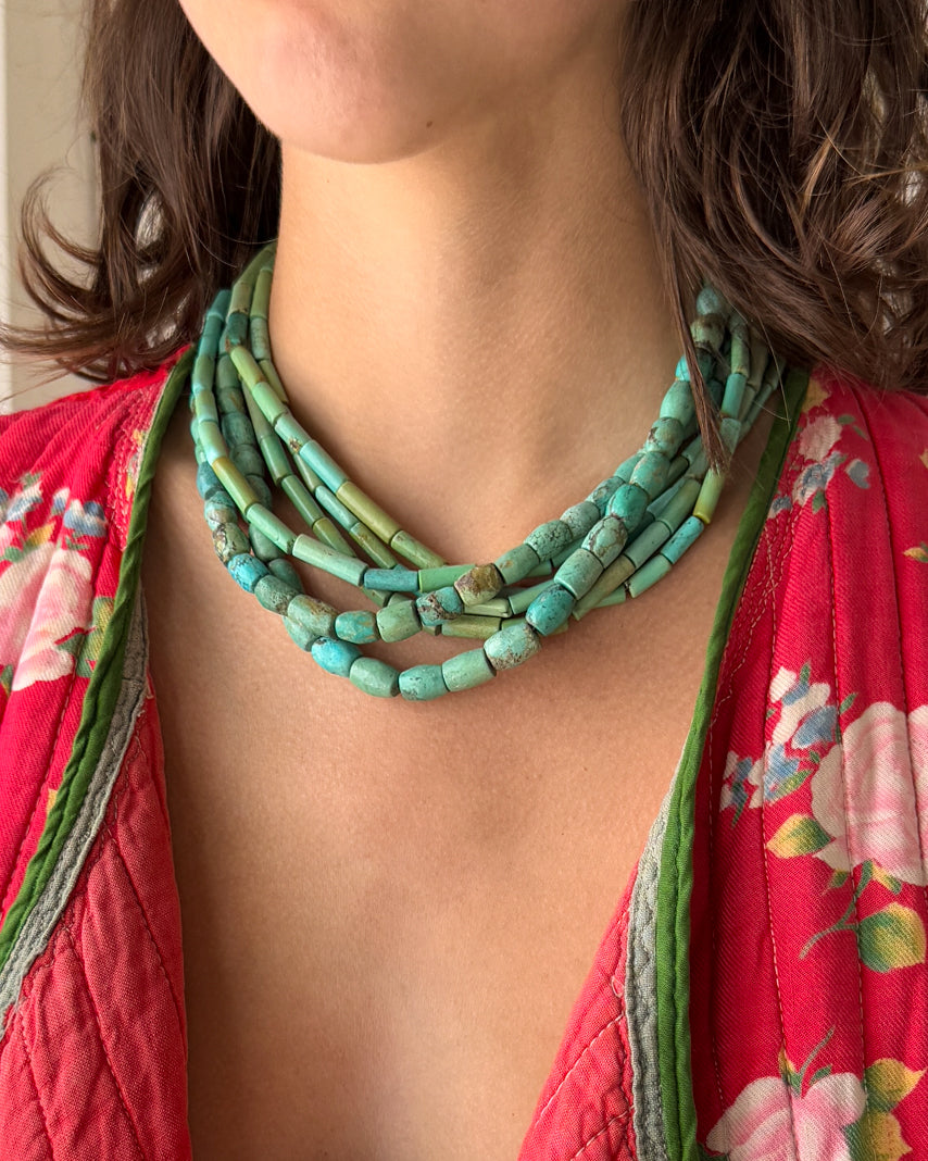 Natural Turquoise Beaded Necklace