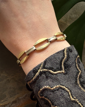 14K Gold Two Tone Link Bracelet