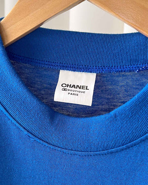 90s "Chanel" Embroidered Logo T-Shirt | L