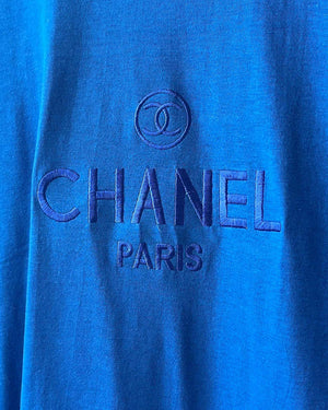 90s "Chanel" Embroidered Logo T-Shirt | L