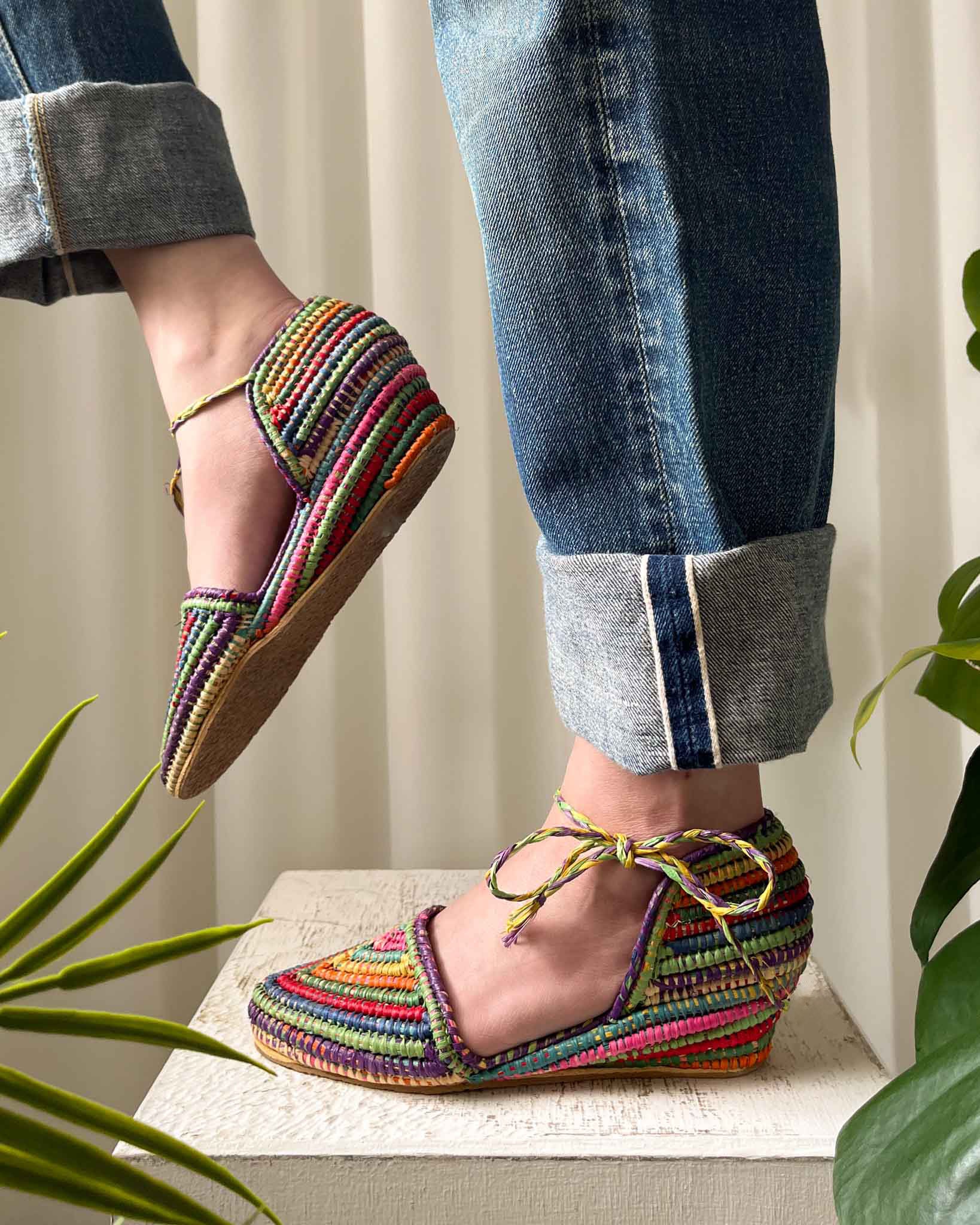 50s Woven Rainbow Shoes Lucky Vintage