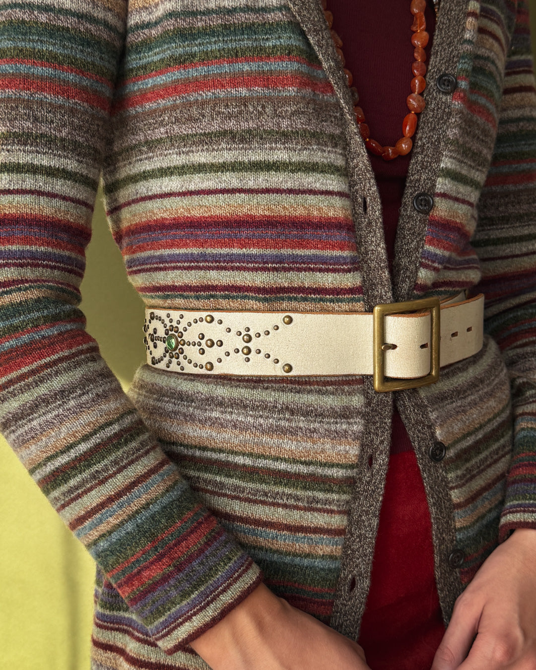 90s Rhinestone Studded Leather Belt