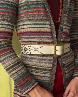 90s Rhinestone Studded Leather Belt
