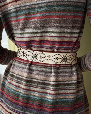 90s Rhinestone Studded Leather Belt