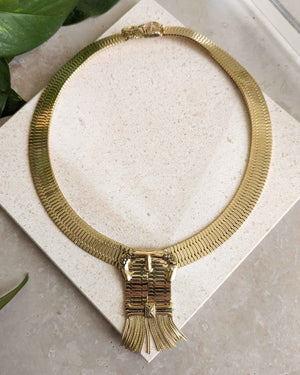 Whiting & Davis Gold Buckle Necklace