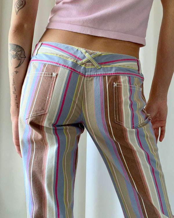 Dolce & Gabbana Striped Wide Leg Pants - Grey, 8.75 Rise Pants, Clothing -  DAG396373