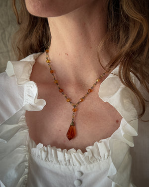 90s Amber Glass Beaded Necklace