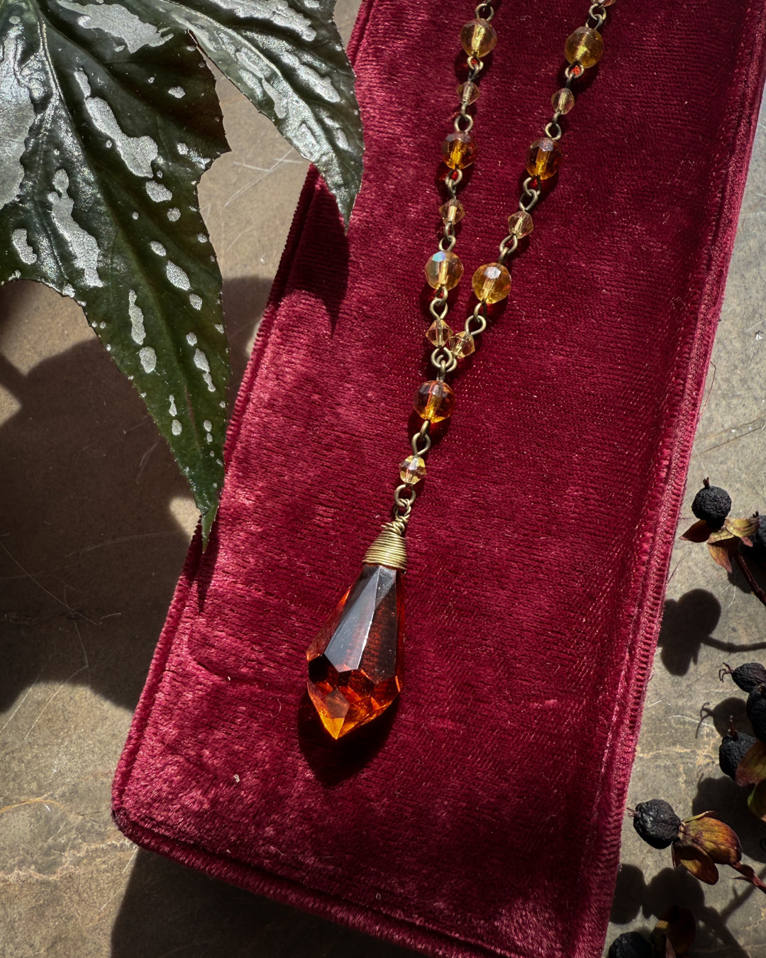 90s Amber Glass Beaded Necklace