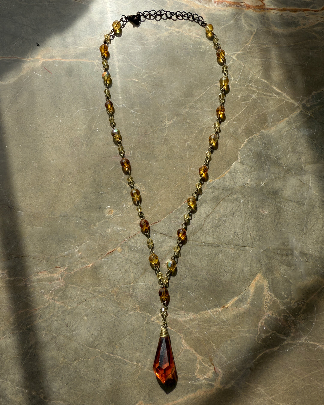 90s Amber Glass Beaded Necklace