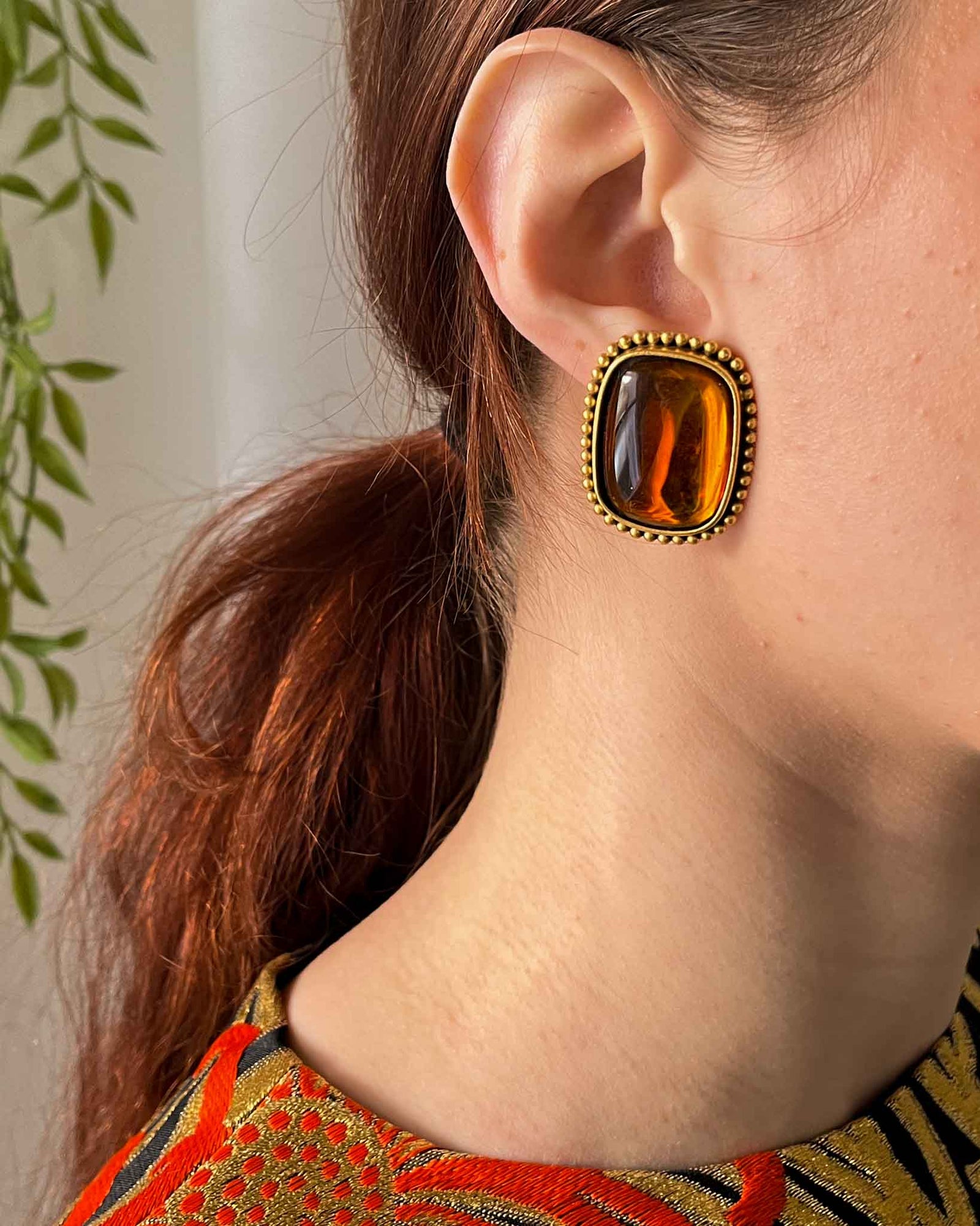 80s YSL Amber Gripoix Earrings