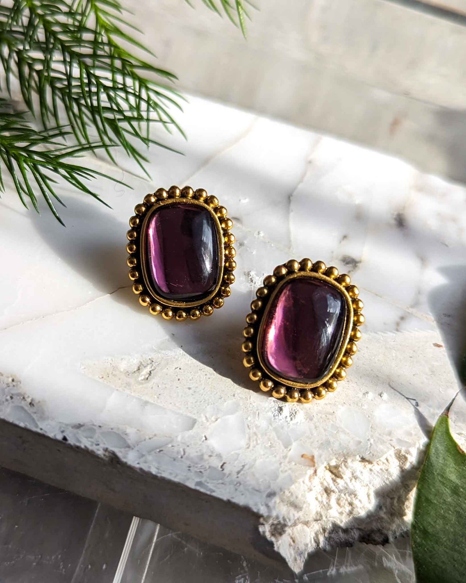 80s YSL Purple Gripoix Earrings