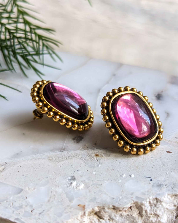 80s YSL Purple Gripoix Earrings - Lucky Vintage