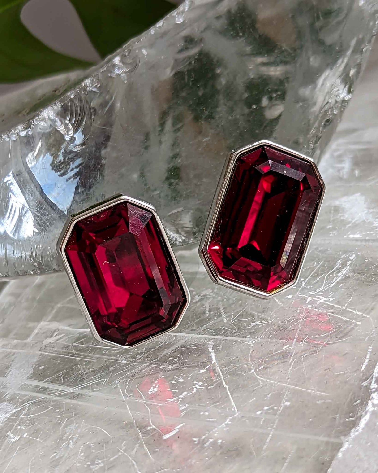 80s YSL Pink Faceted Crystal Earrings