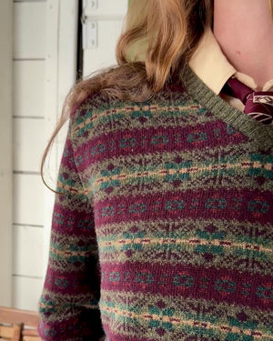 Ralph Lauren Burgundy Wool Fair Isle Sweater | L