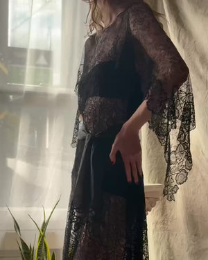 20s Sheer Lace Dress | S
