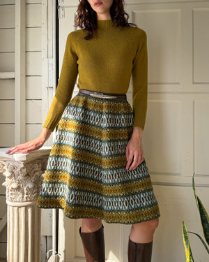 50s Fair Isle Wool Skirt | S