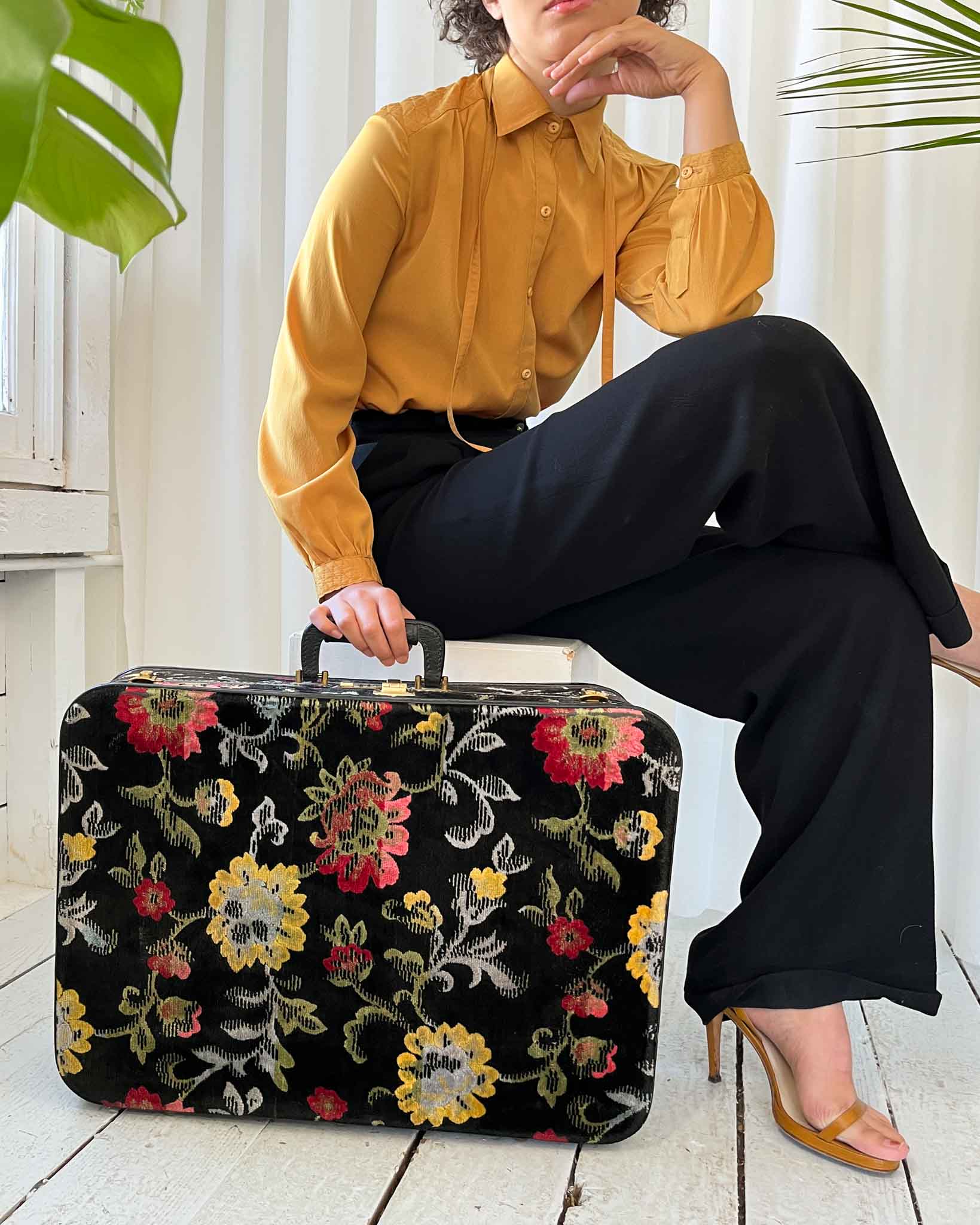 60s Chenille Tapestry Suitcase
