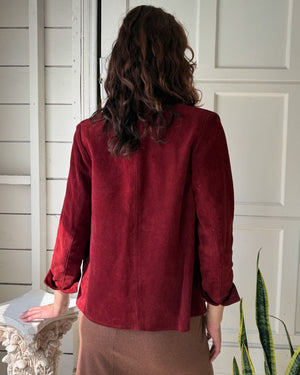 80s Burgundy Suede Jacket | S