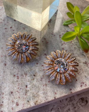 80s Crystal Flower Earrings