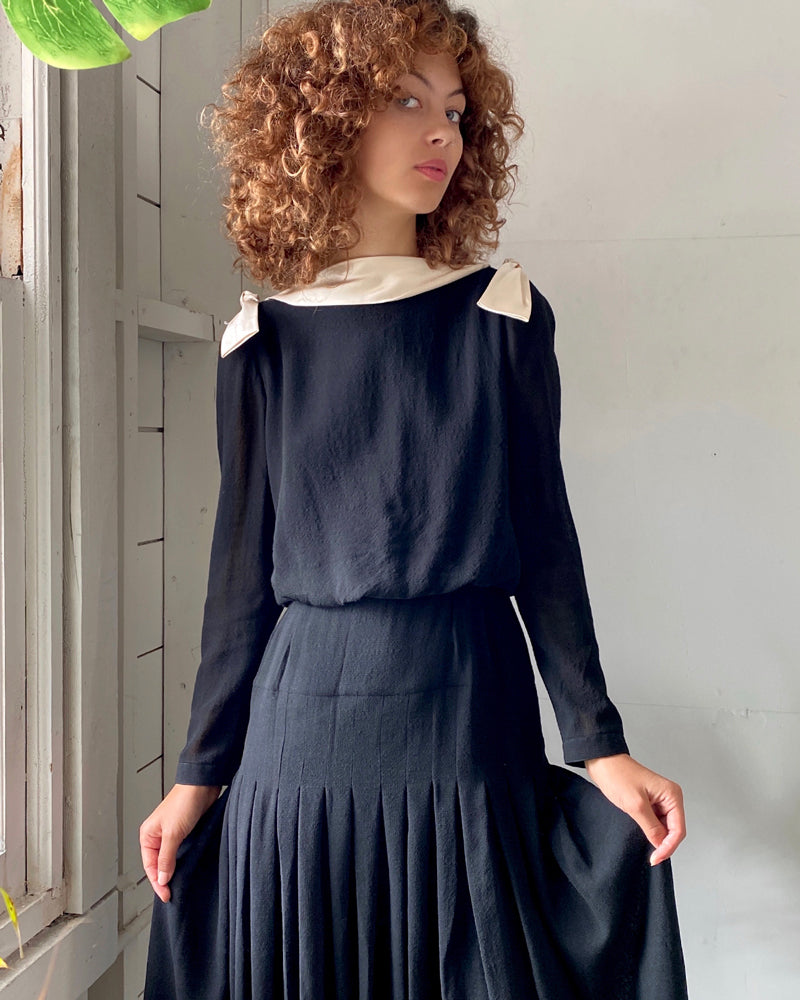 70s Chanel Bow Trim Dress - Lucky Vintage