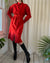 80s Belted Red Suede Dress