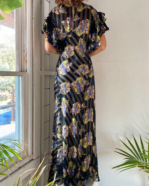 30s Floral Silk Gown