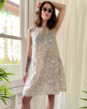 60s Iridescent Paillette Dress | M
