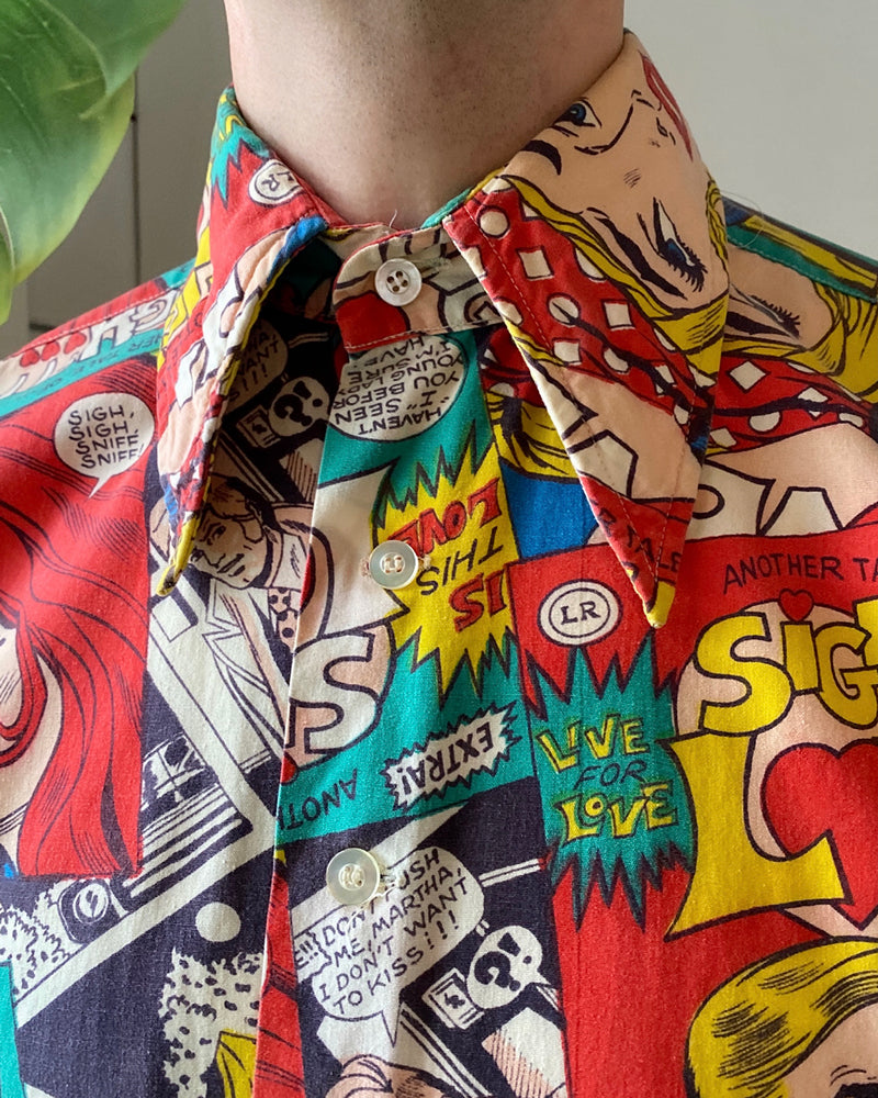70s Comic Book Print Shirt | M