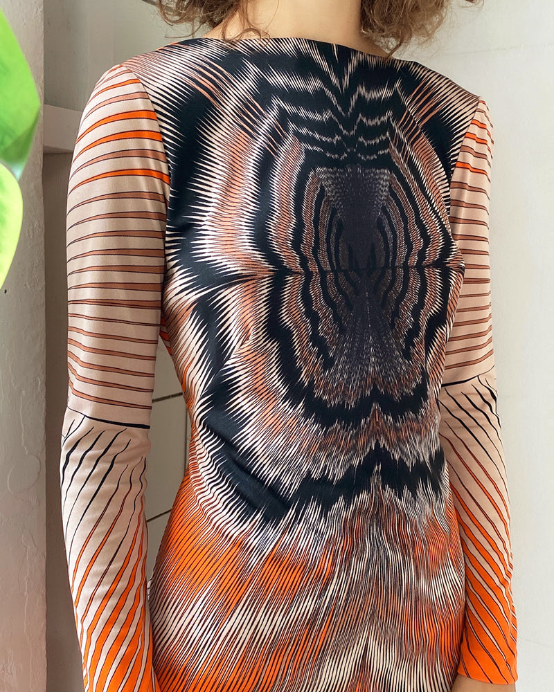 70s Optic Print Dress | S
