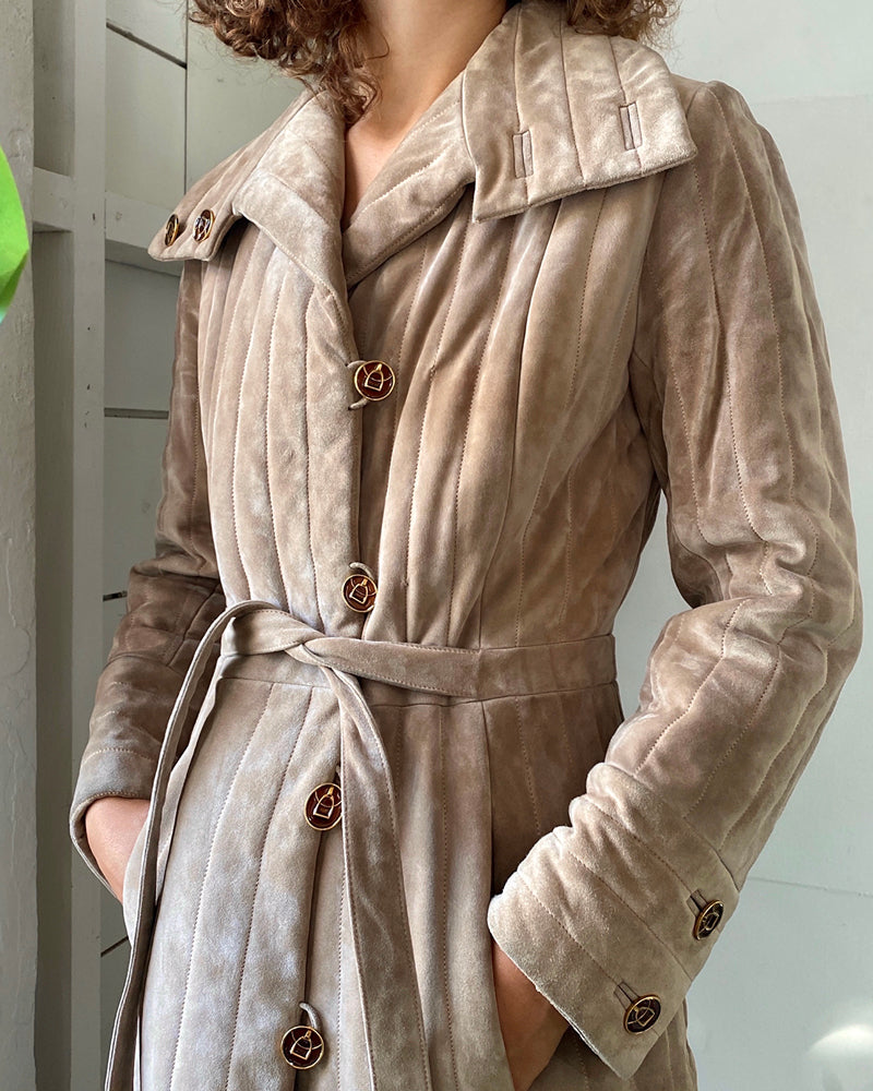 70s Quilted Trench - Lucky Vintage