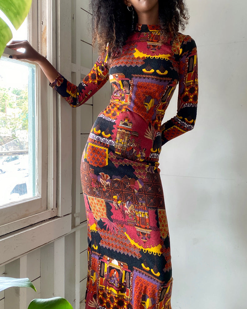 70s Lanvin Novelty Print Dress | XS-S