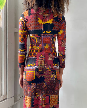 70s Lanvin Novelty Print Dress