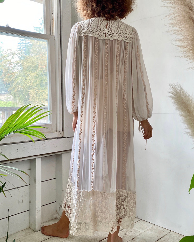 silk tent dress S/S 1976 Pink Long Sleeve Silk Tent Dress