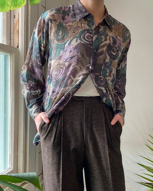 90s Printed Silk Shirt