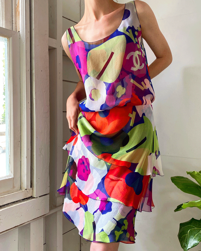 Y2K Chanel Silk Dress Set | S