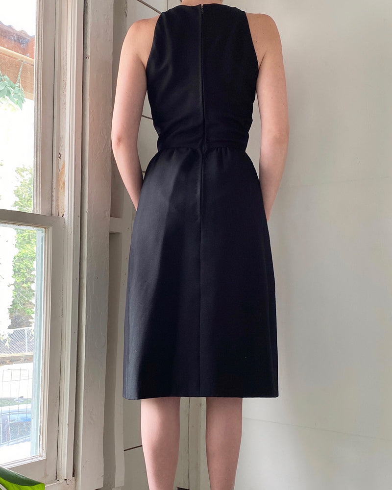 70s little black dress 70s 80s Black Rhinestone Bodice Cocktail Party Dress