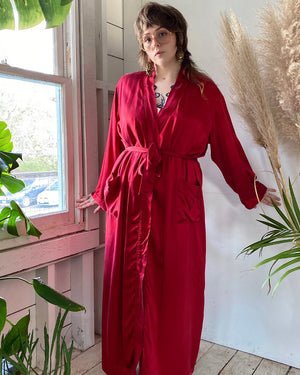 Red Silk Dressing Gown - Lucky Vintage