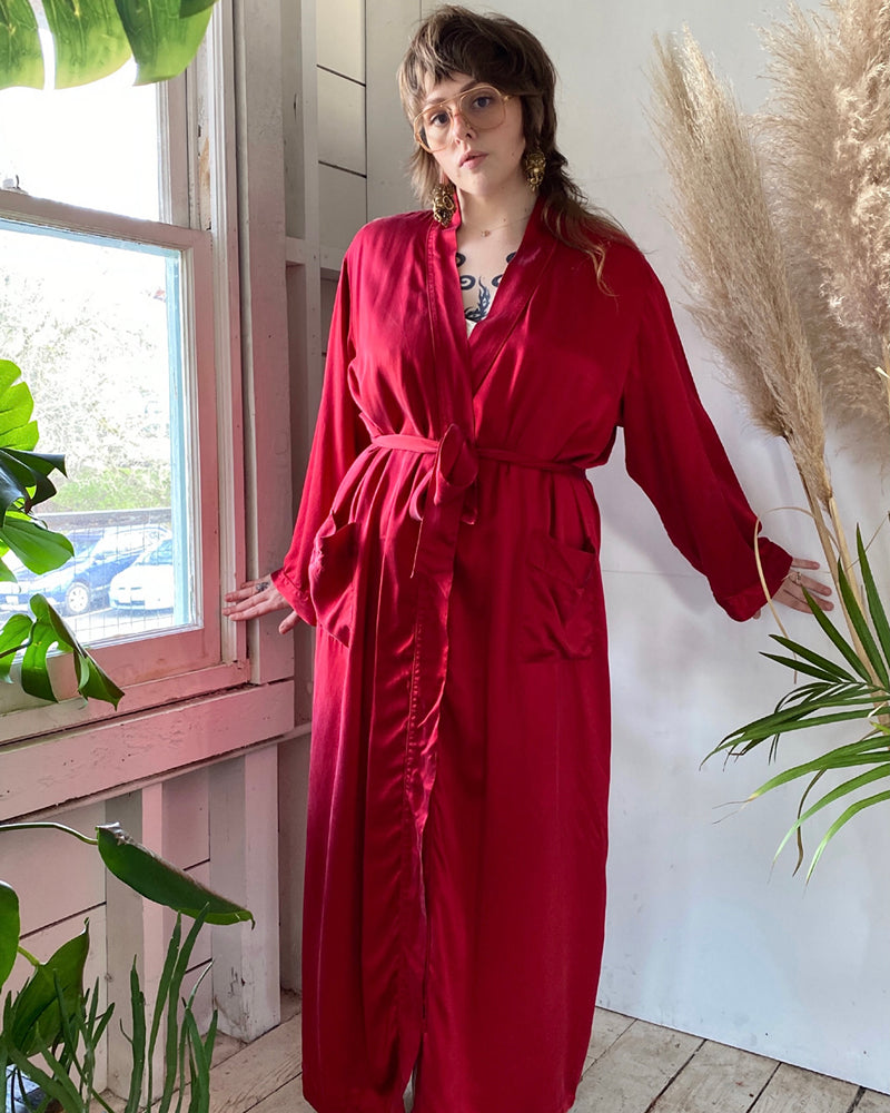 Dark Poppy Silk Dressing Gown – Squeak