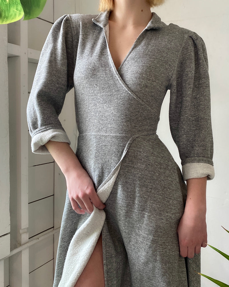 80s Norma Kamali Sweatshirt Dress | XS