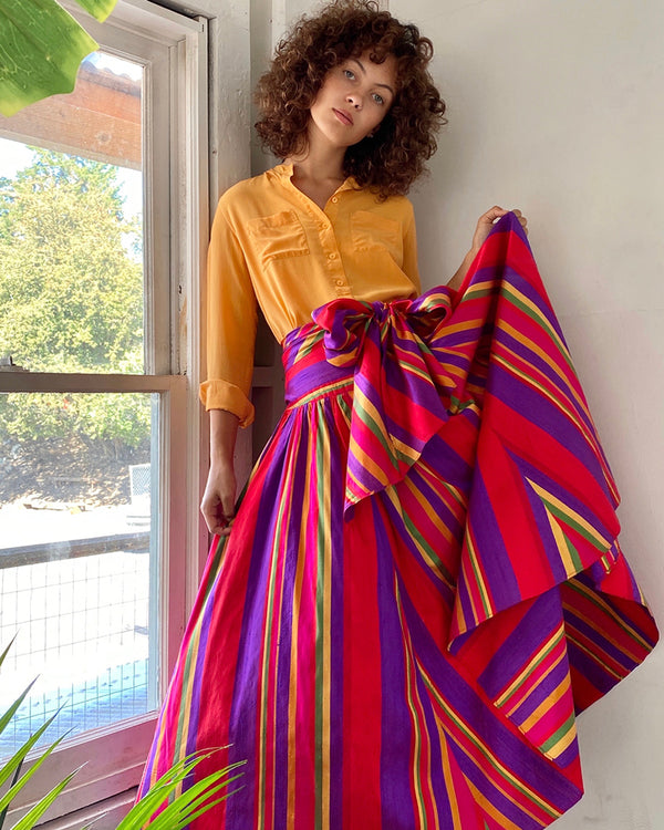 80s Ralph Lauren Silk Skirt S Lucky Vintage