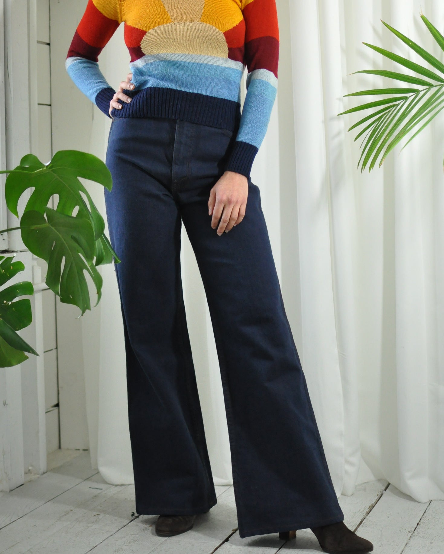 70s High Waist Bellbottom Jeans - Lucky Vintage