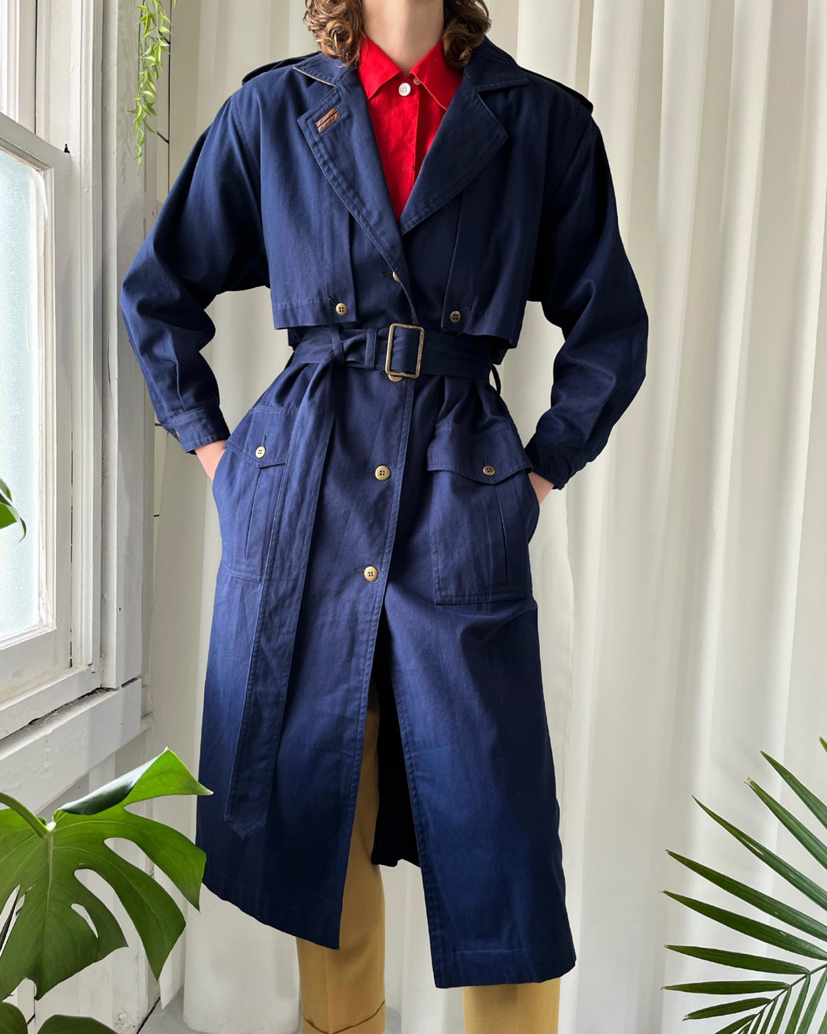 80s Classic Belted Navy Trench