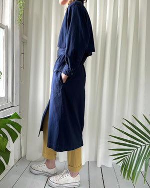 80s Classic Belted Navy Trench | M