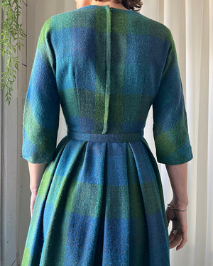 60s Plaid Wool Dress