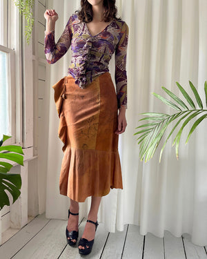 00s Dyed Leather Skirt